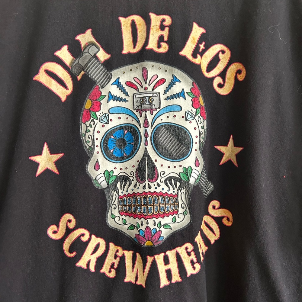 Black Graphic Tee with Skull Design